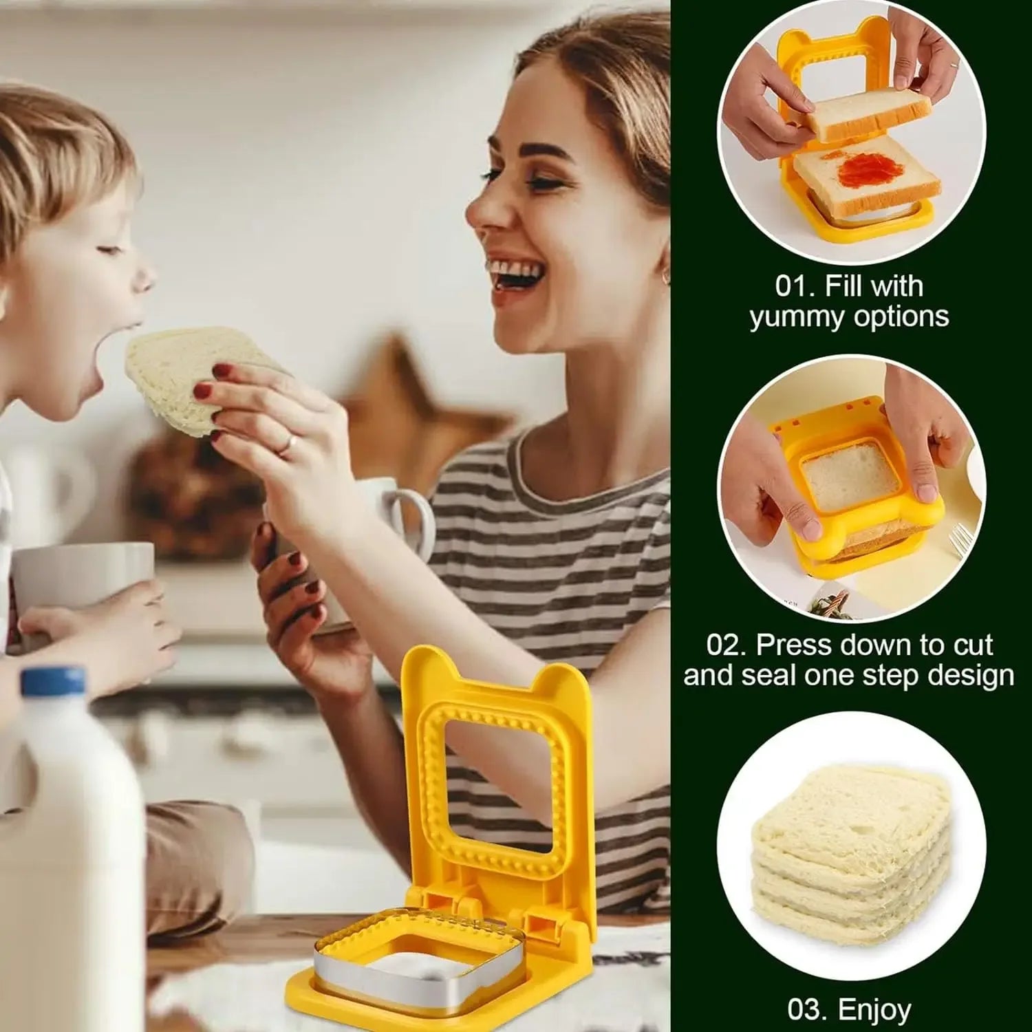 Sandwich Cutter & Sealer – Stainless Steel Crustless Pocket Maker