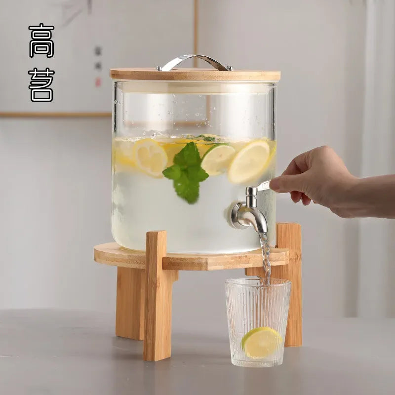 Luxury Glass Juice Container – Silver Wood Cap