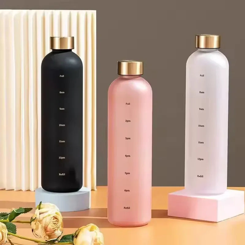 Motivational Time Marker 1L Water Bottle – Drink Tracker Bottle (Random Color)