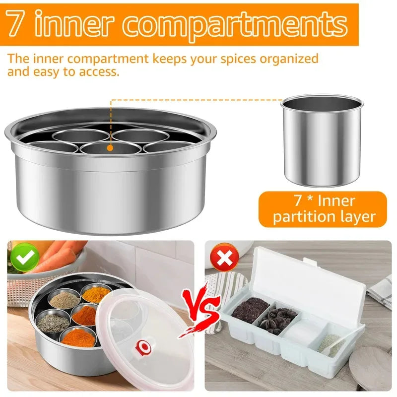 Stainless Steel Seasoning Box – 7 Compartments