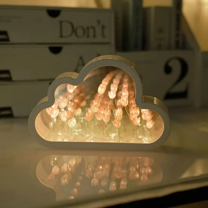 DIY Tulip Flower Sea Night Lamp - Cloud Mirror Atmosphere Light