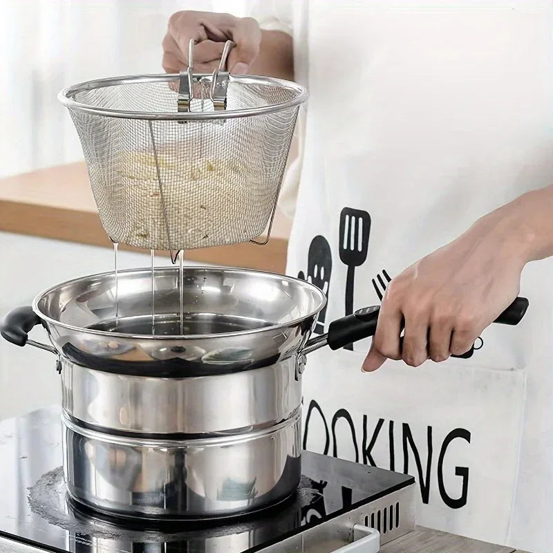 Stainless Steel Frying Net & Noodle Spoon – Kitchen Essential