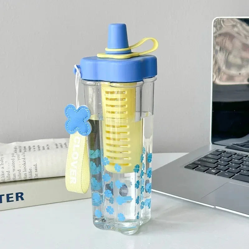 Large Plastic Straw Cup – Portable Tea & Water Infuser (Random Color)
