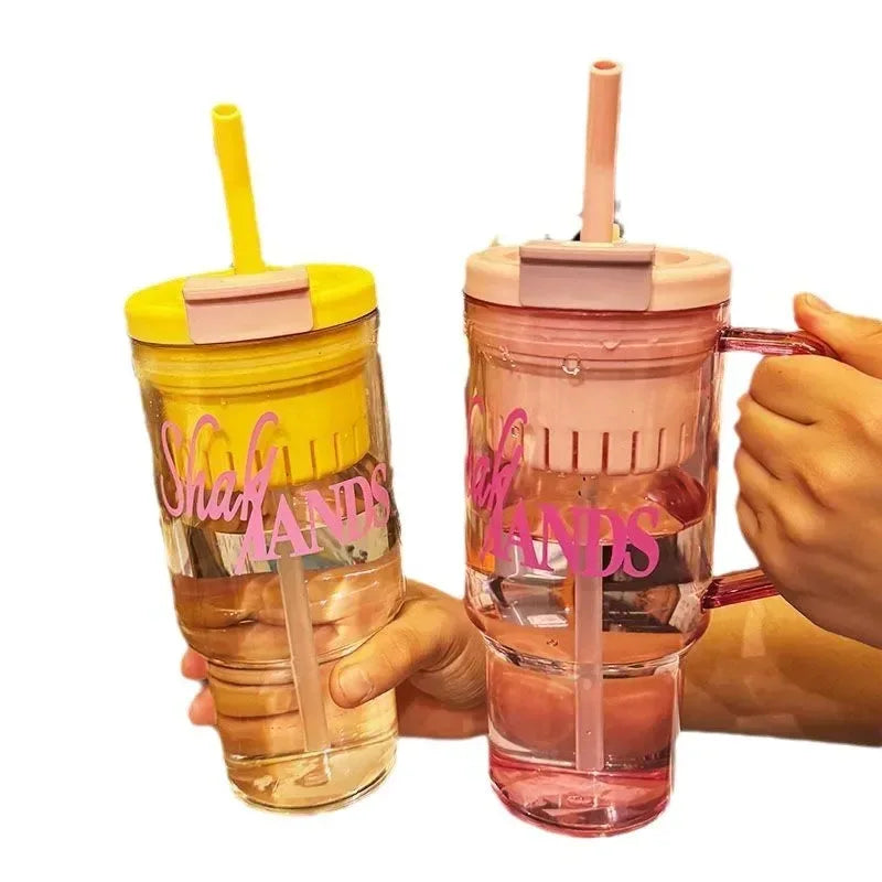 1200ml Large Capacity Water Bottle – Dual Straw Cup (Random Color)
