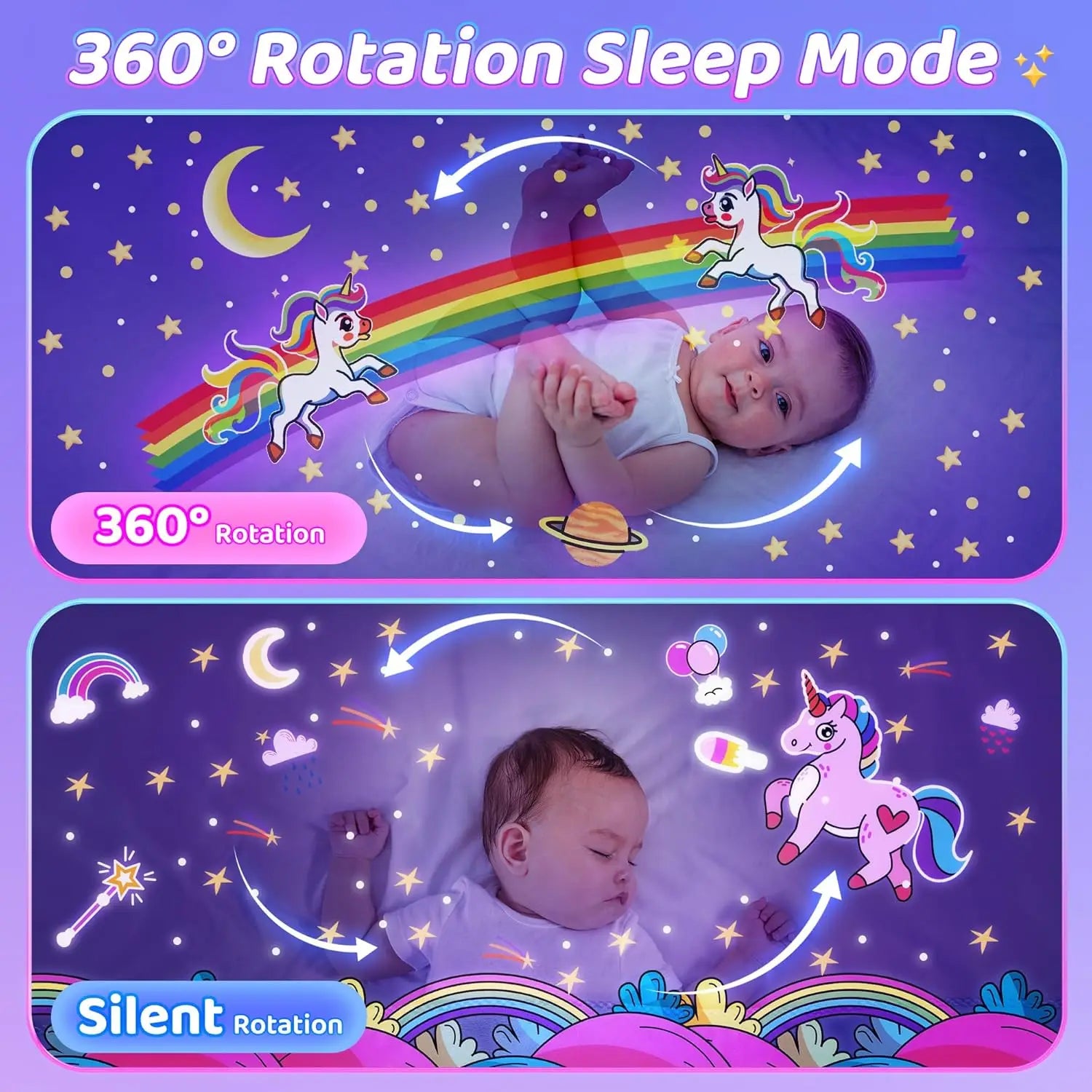 Cute Bunny Carousel Night Lamp - Rotating LED Nursery Light for Kids
