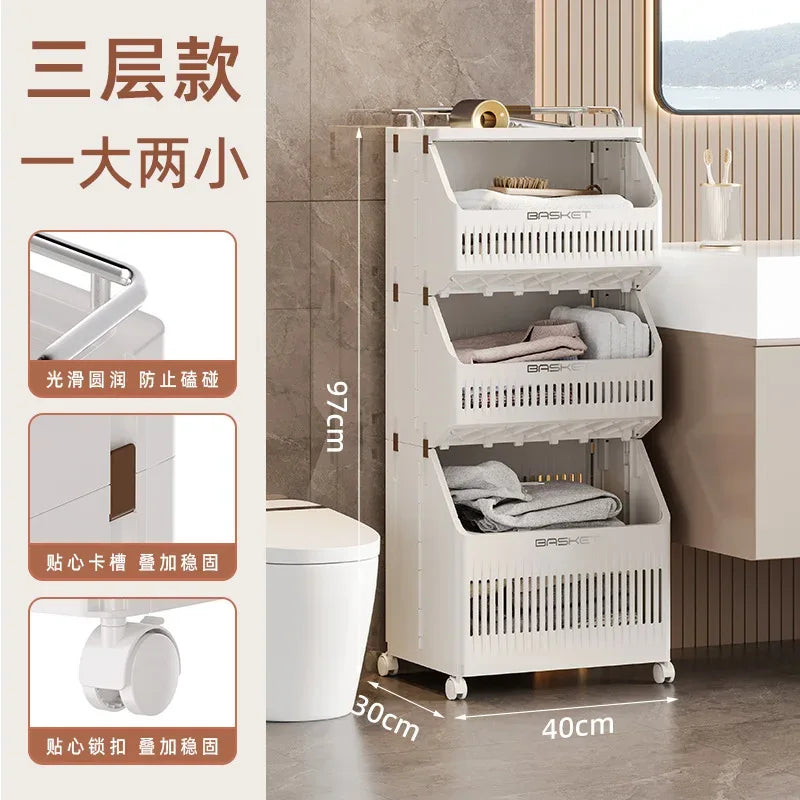 Multi-Layer Dirty Clothes Basket with Wheels – Bathroom Storage