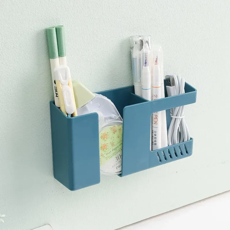 2-in-1 Wall Storage Box – Phone & Remote Control Holder