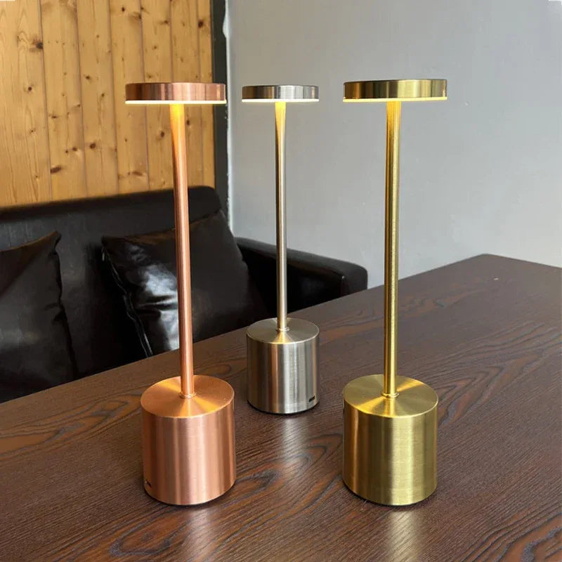 Rechargeable Alloy LED Table Lamp – 3-Color Touch Light