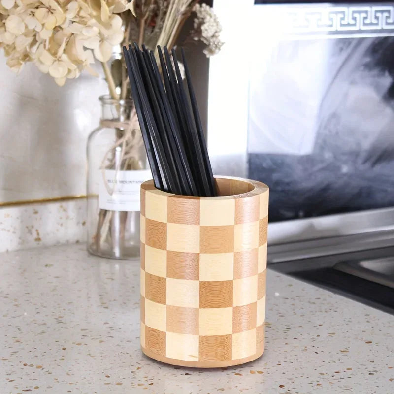 Bamboo Kitchen Utensil Holder – Natural Wood