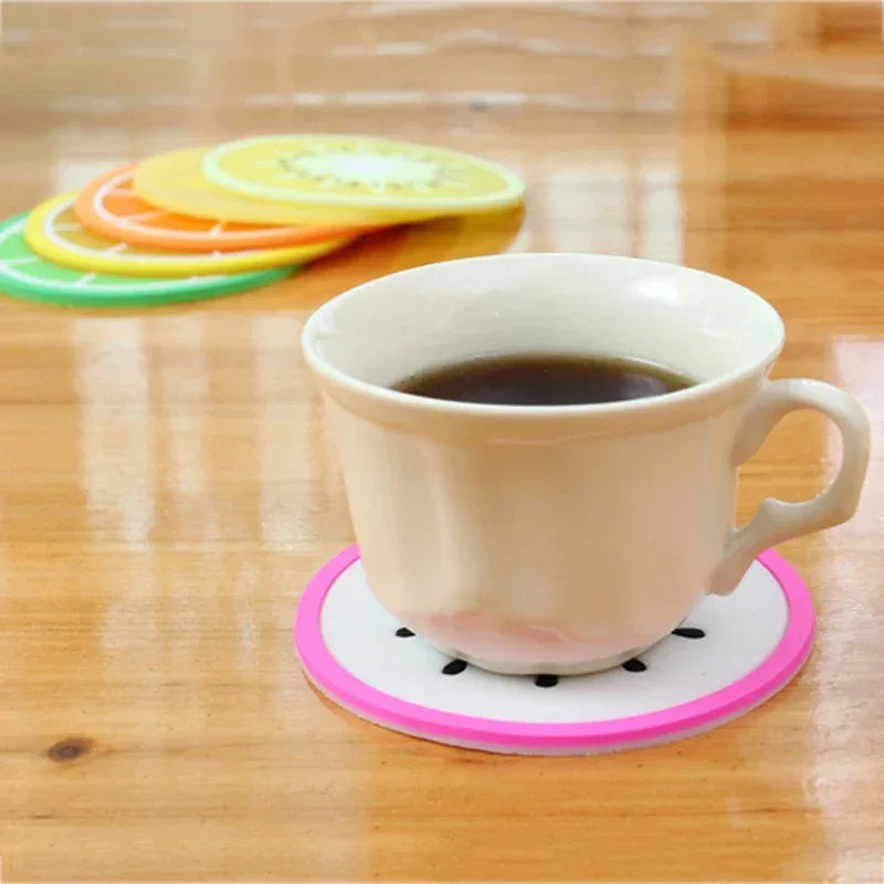 Fruit-Shaped Silicone Cup Mats – 6PCS Heat Resistant