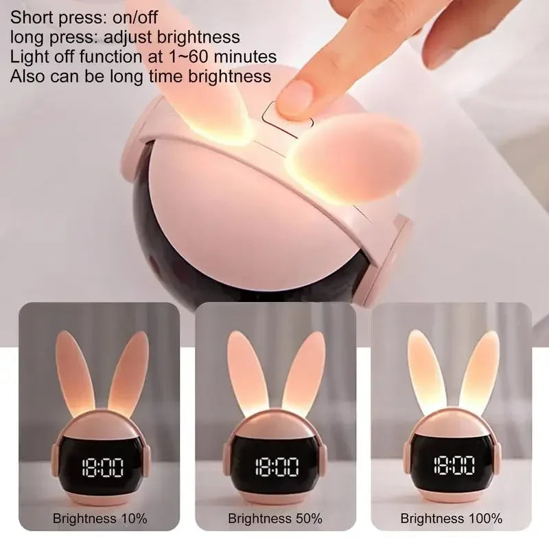 Rabbit Digital Alarm Clock – LED Display Bedside Clock