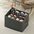 12-Compartment Foldable Shoe Storage Box – Dustproof Closet Organizer with Clear Lid
