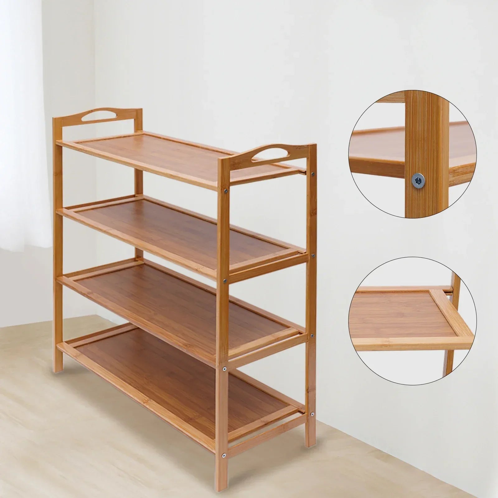 Premium 4-Layer Bamboo Shoe Rack