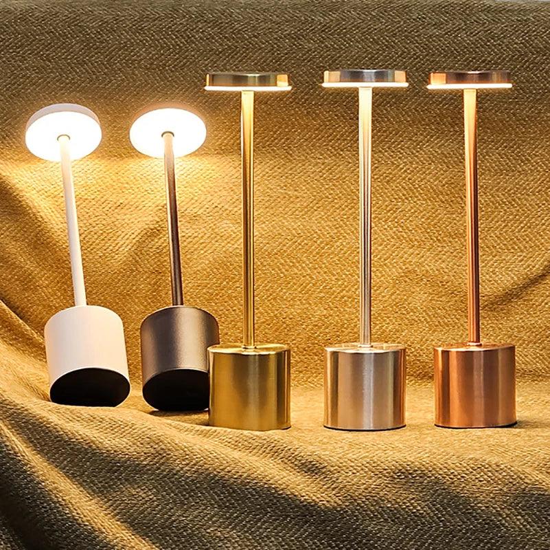 Rechargeable Alloy LED Table Lamp – 3-Color Touch Light