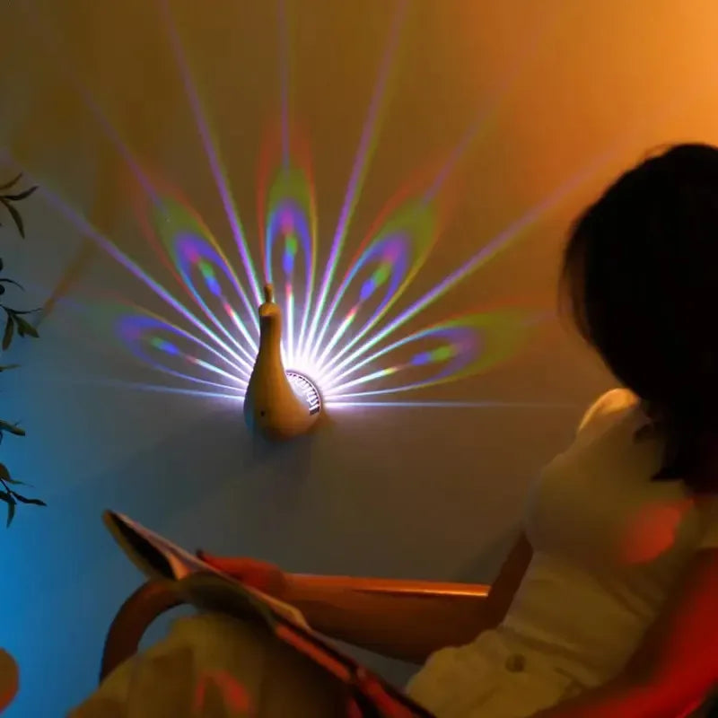 Peacock Projector Lamp with Remote – 9-Mode Night Light
