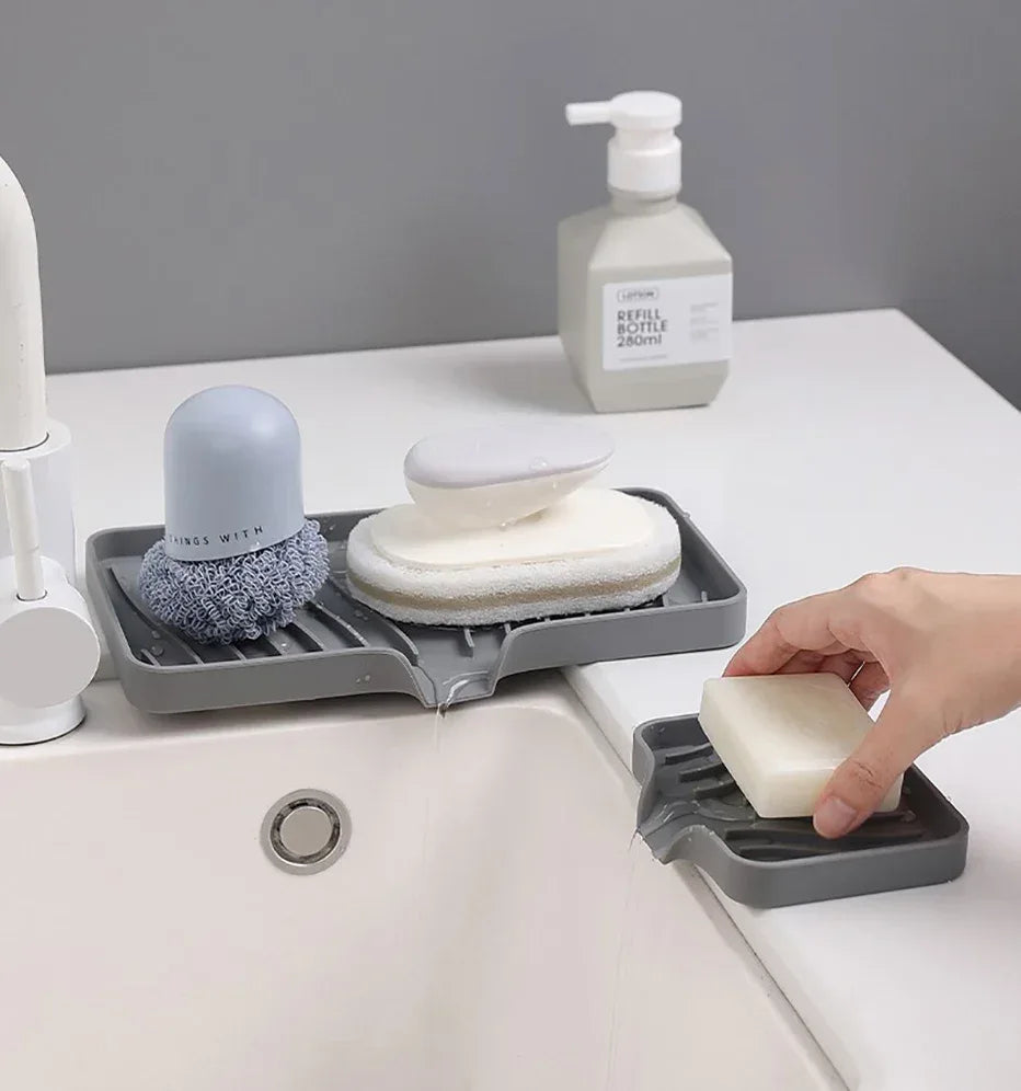 Silicone Sink Tray – Self-Draining Kitchen Sponge & Soap Holder