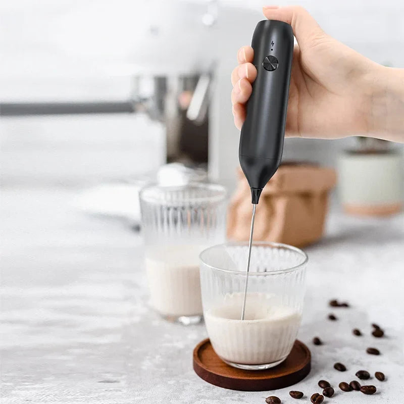 Rechargeable Electric Milk Frother - Stainless Steel Coffee Foam Maker
