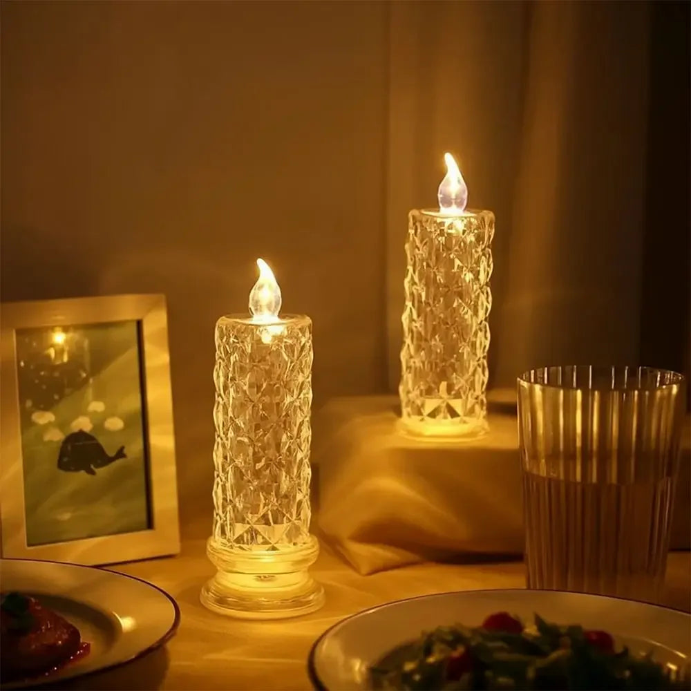 Rose Projection Crystal LED Candle Light – Romantic Lamp (each)