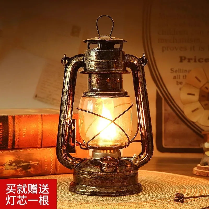 Vintage Kerosene Lamp – European Windbreak Metal & Glass Portable Light