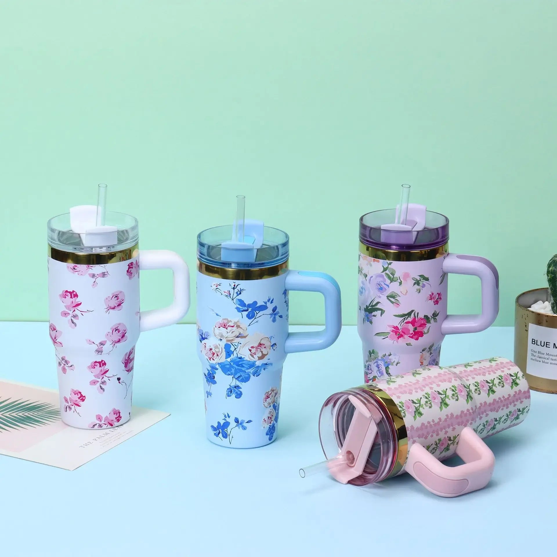 Stanley-Style Mini 40oz Floral Tumbler – Durable & Stylish