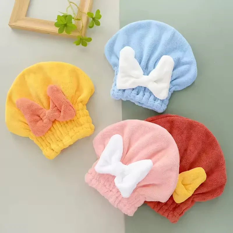 Soft Water-Absorbent Shower Cap with Stylish Bow