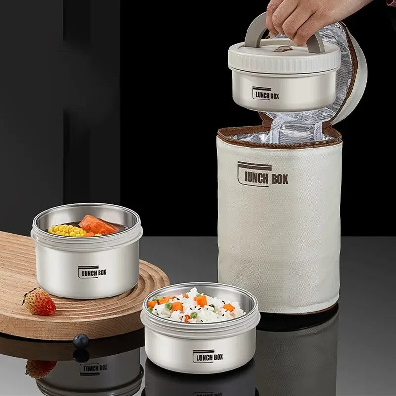 Portable Insulated Stainless Steel Bento Lunch Box Set With Bag