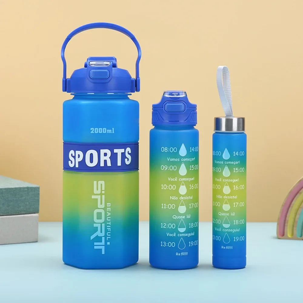 3-Piece Sports Water Bottle Set – Large Capacity Leak-Proof (Random)