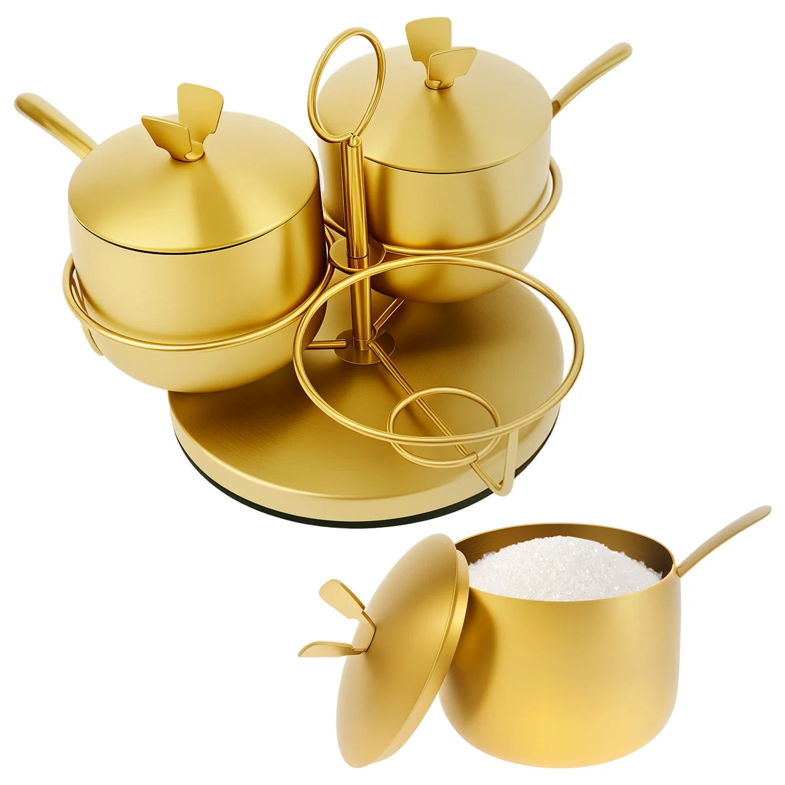 Golden Stainless Steel 3pcs Spice Containers Set
