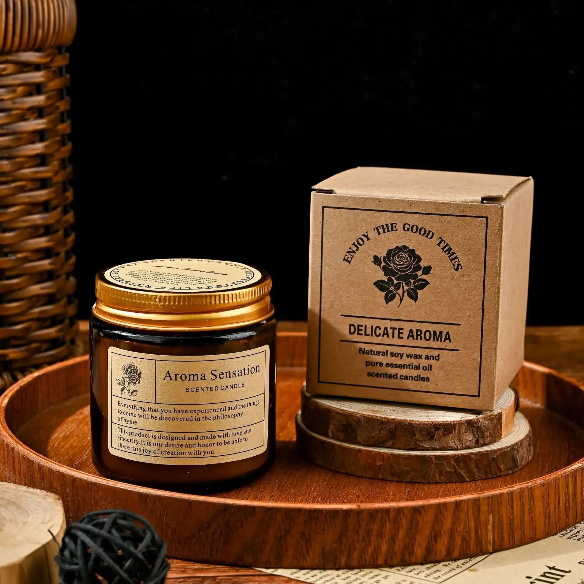Amber Glass Scented Candle – Handmade Smokeless Vintage Décor