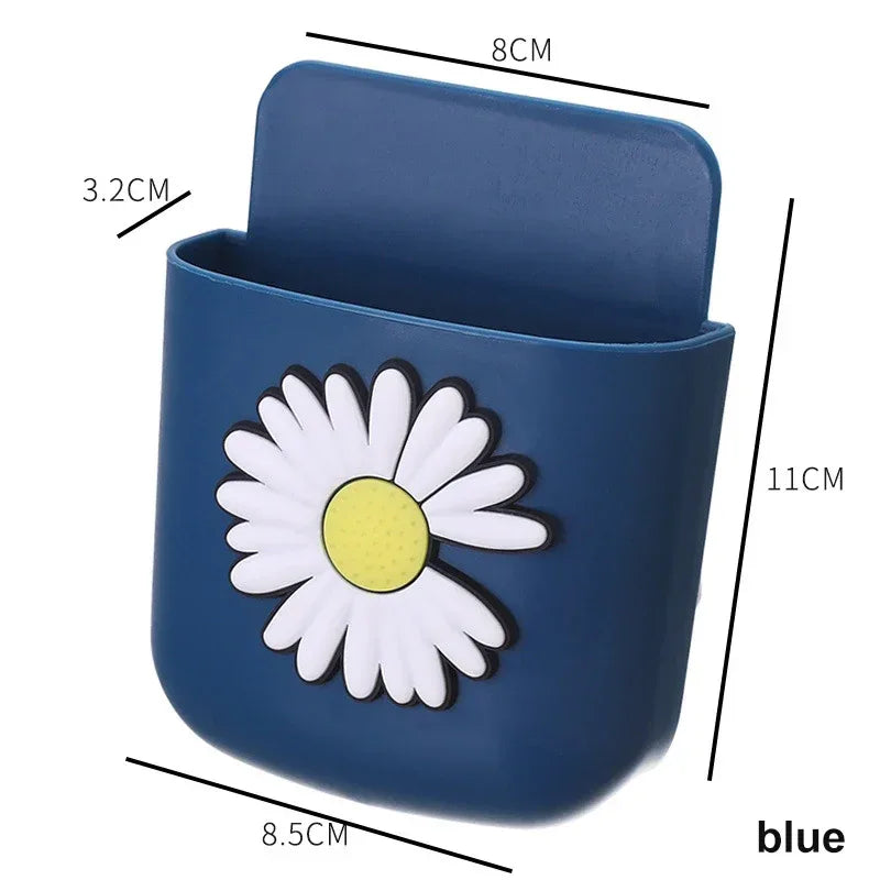 Punch-Free Wall Mounted Organizer Box – Remote & Phone Holder (Random Color)