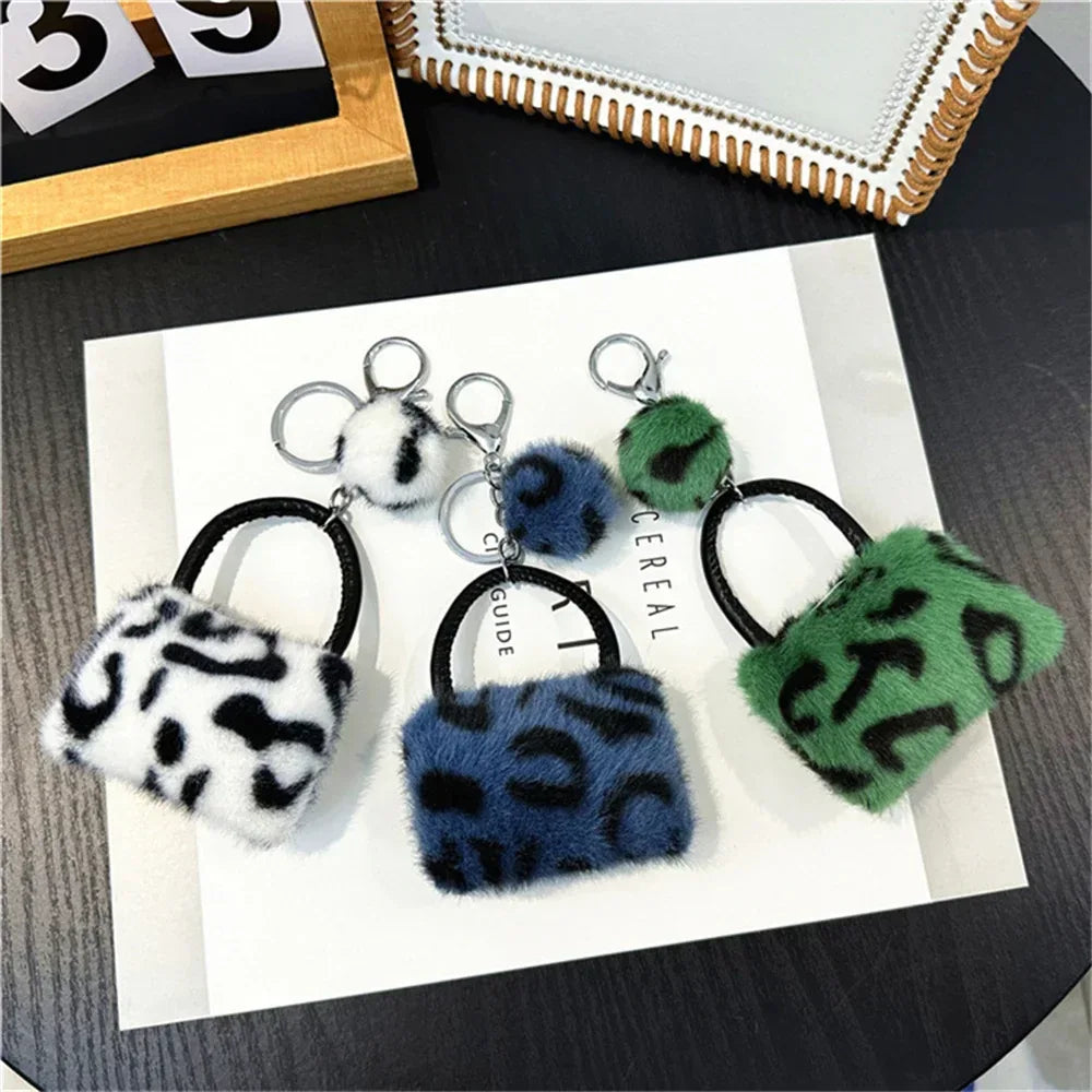Leopard Plush Bag Pendant Keychain – Cute & Soft (Random Color)