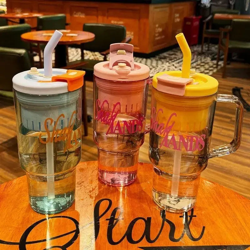 1200ml Large Capacity Water Bottle – Dual Straw Cup (Random Color)