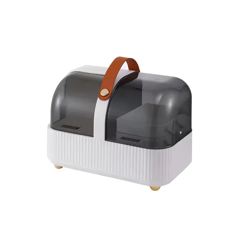 Portable Cosmetics Storage Box – Dustproof Organizer with Lid & Handle