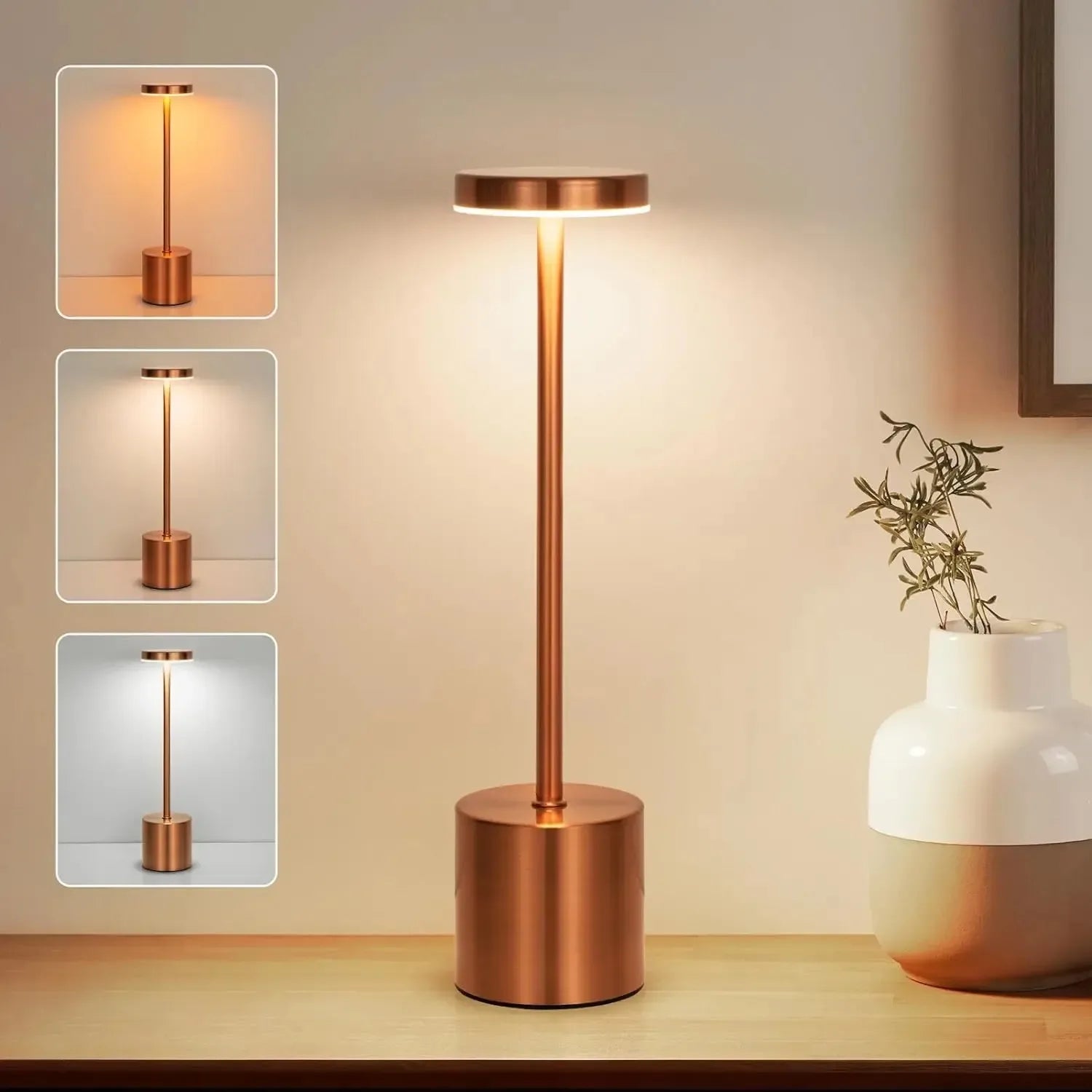 Rechargeable Alloy LED Table Lamp – 3-Color Touch Light