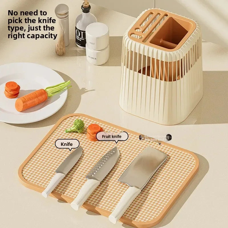 Rotating Knife & Utensil Storage Rack – Multi-Functional Organizer