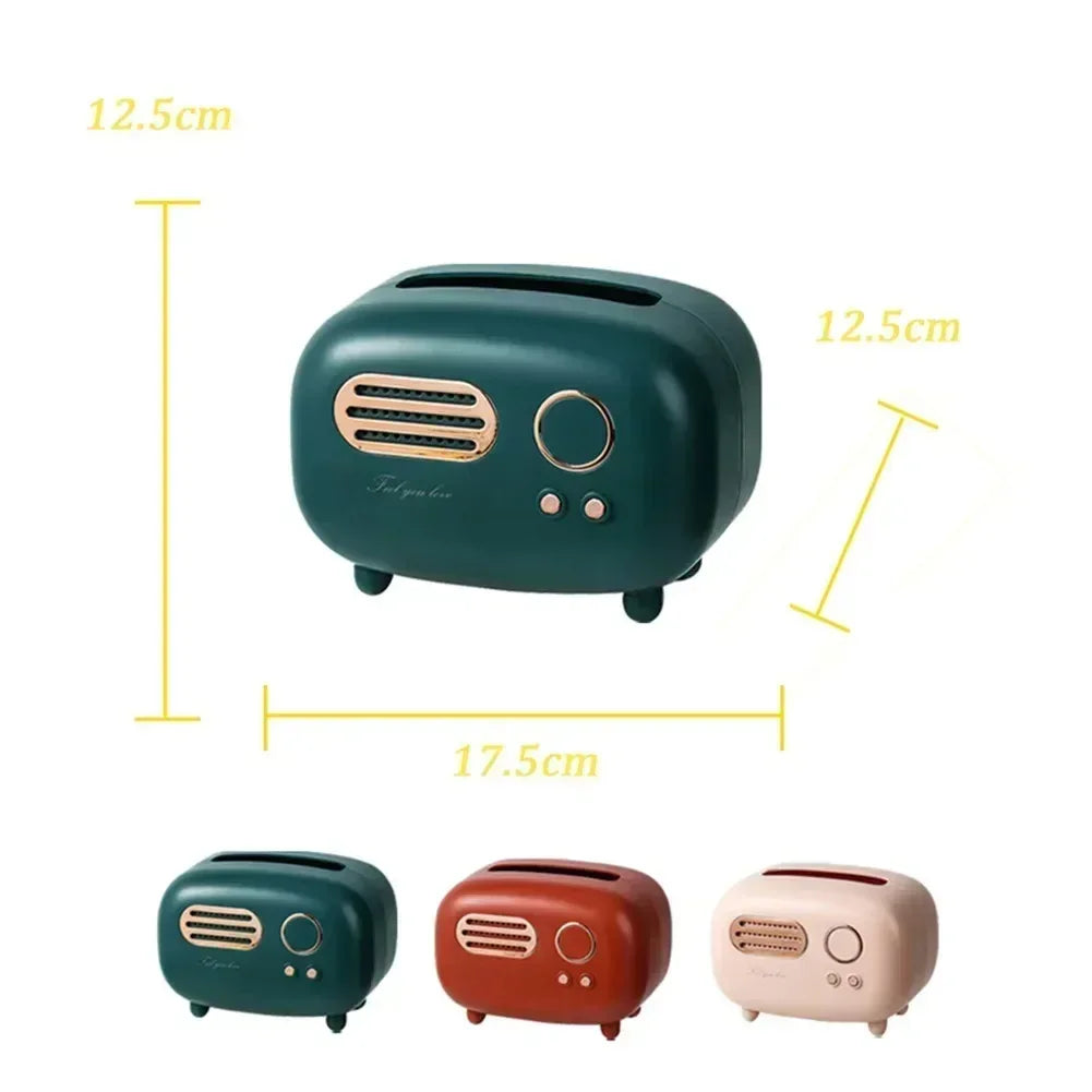Radio Model Tissue Box Holder – Retro Home & Desktop Organizer (Random color)