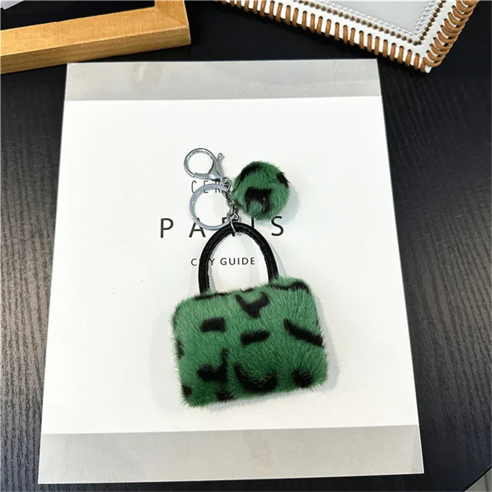 Leopard Plush Bag Pendant Keychain – Cute & Soft (Random Color)