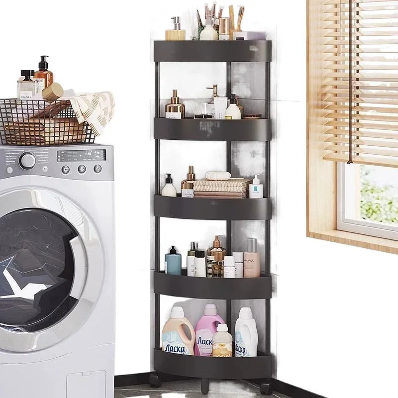 4-Layer Corner Bathroom Rack – Floor-to-Ceiling Triangle Storage Shelf