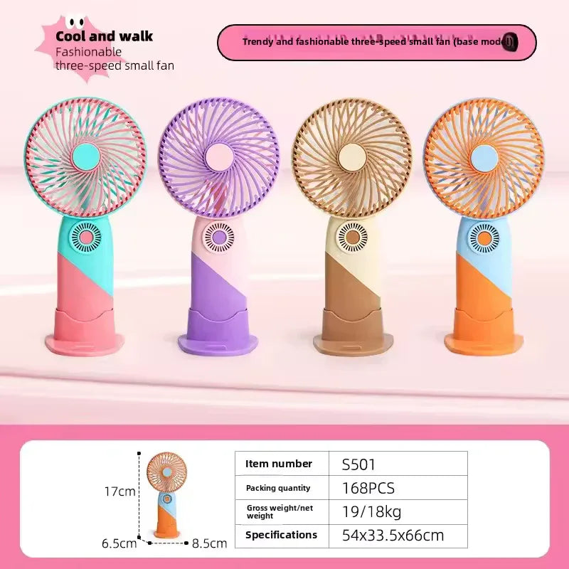 Portable Mini USB Fan – Cute Cartoon Design, 3-Speed Adjustable