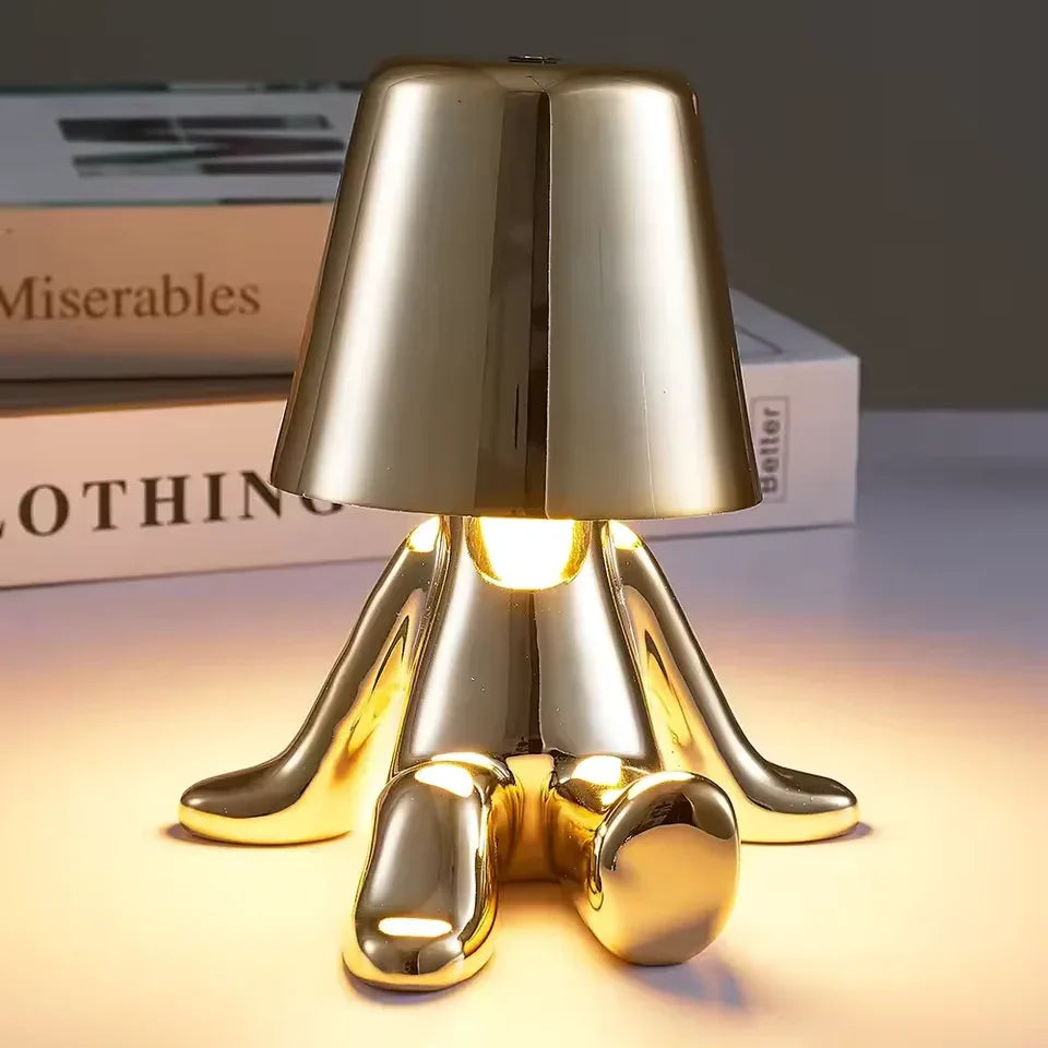 Metallic Lazy Man Character Lamp – Creative Bedside & Desk Light (Rando Design)