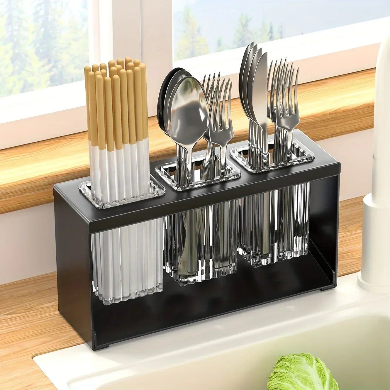 Premium Stainless Steel Utensil Holder with Drain