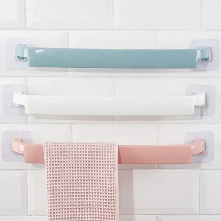No-Drill Bathroom Towel Rack – Wall Mounted Single Rod Towel Holder (EACH)