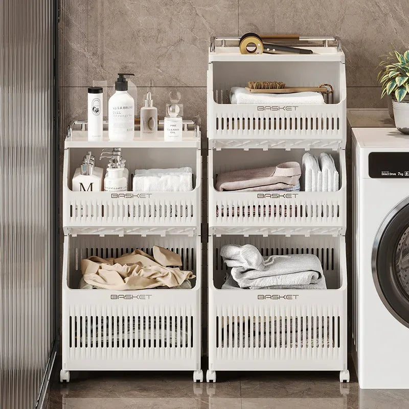 Multi-Layer Dirty Clothes Basket with Wheels – Bathroom Storage