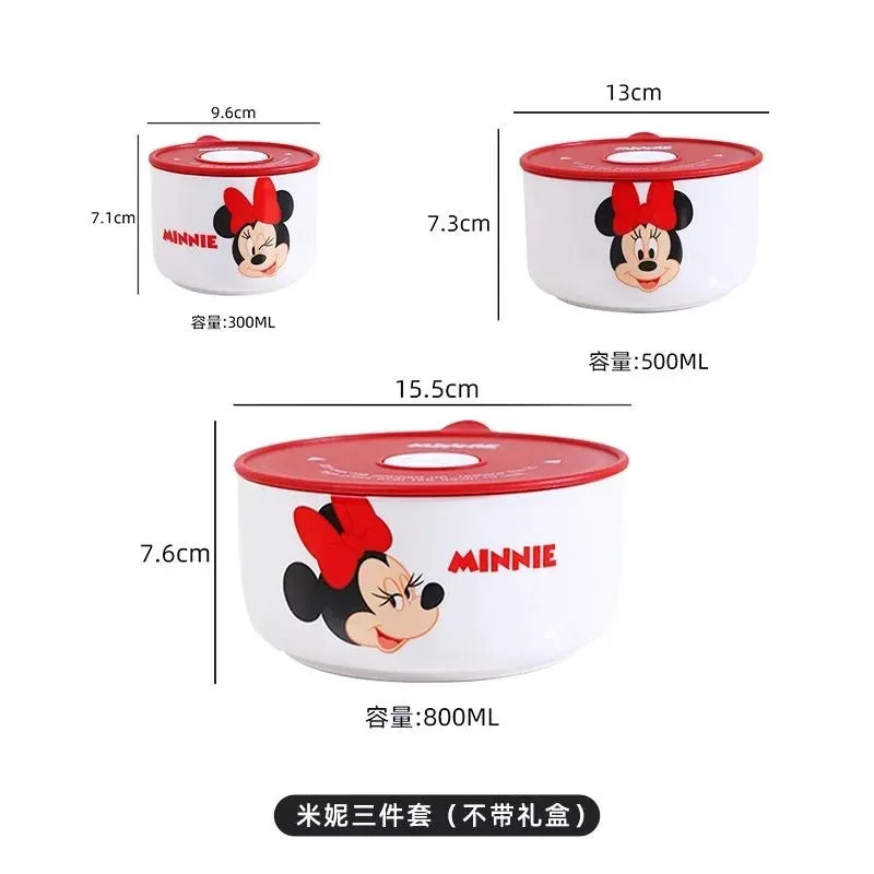 Minnie Mouse 3-Piece Lunch Box Set – Ceramic & Microwave Safe
