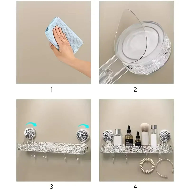 Glacier Pattern Shower Suction Cup Shelf – Bathroom Organizer