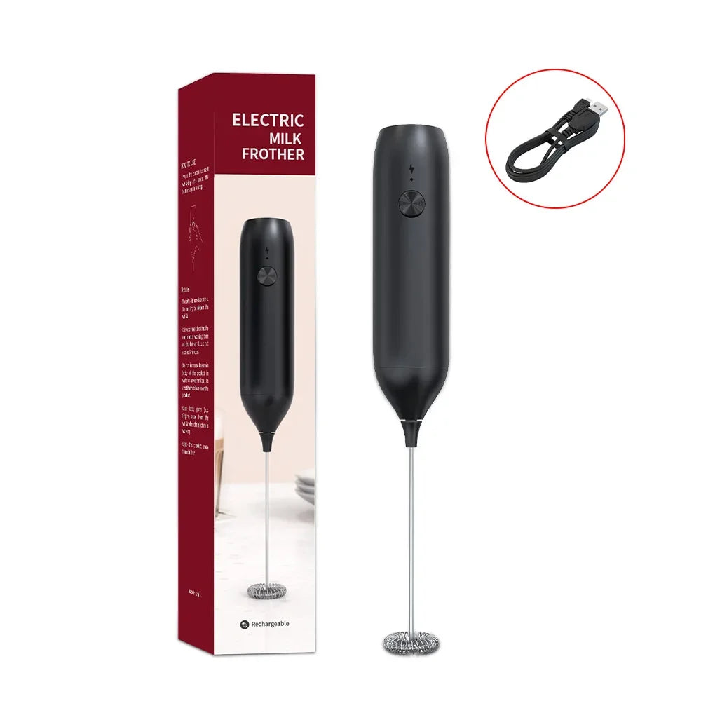 Rechargeable Electric Milk Frother - Stainless Steel Coffee Foam Maker