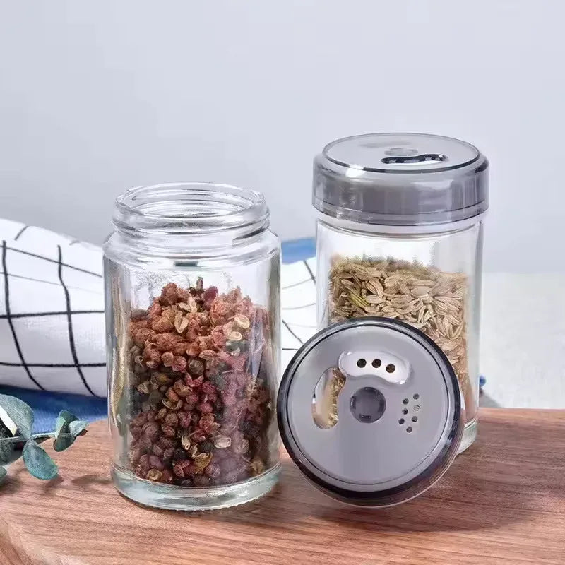 Rotating Spice Rack with Glass Bottles – Kitchen Organizer