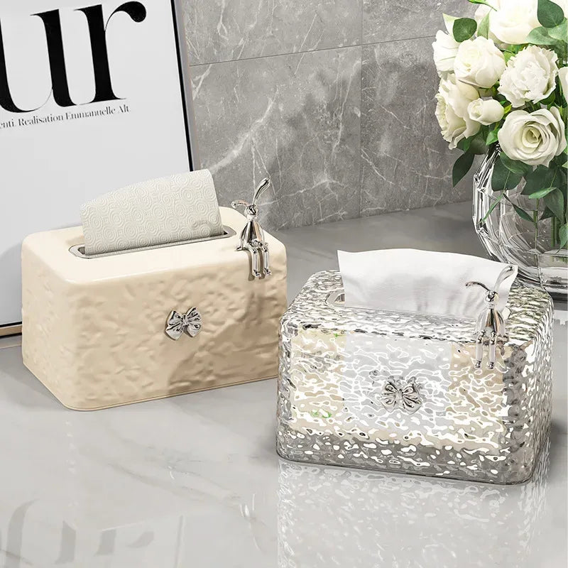 Transparent Bunny Tissue Box – Water Wave Luxury Design