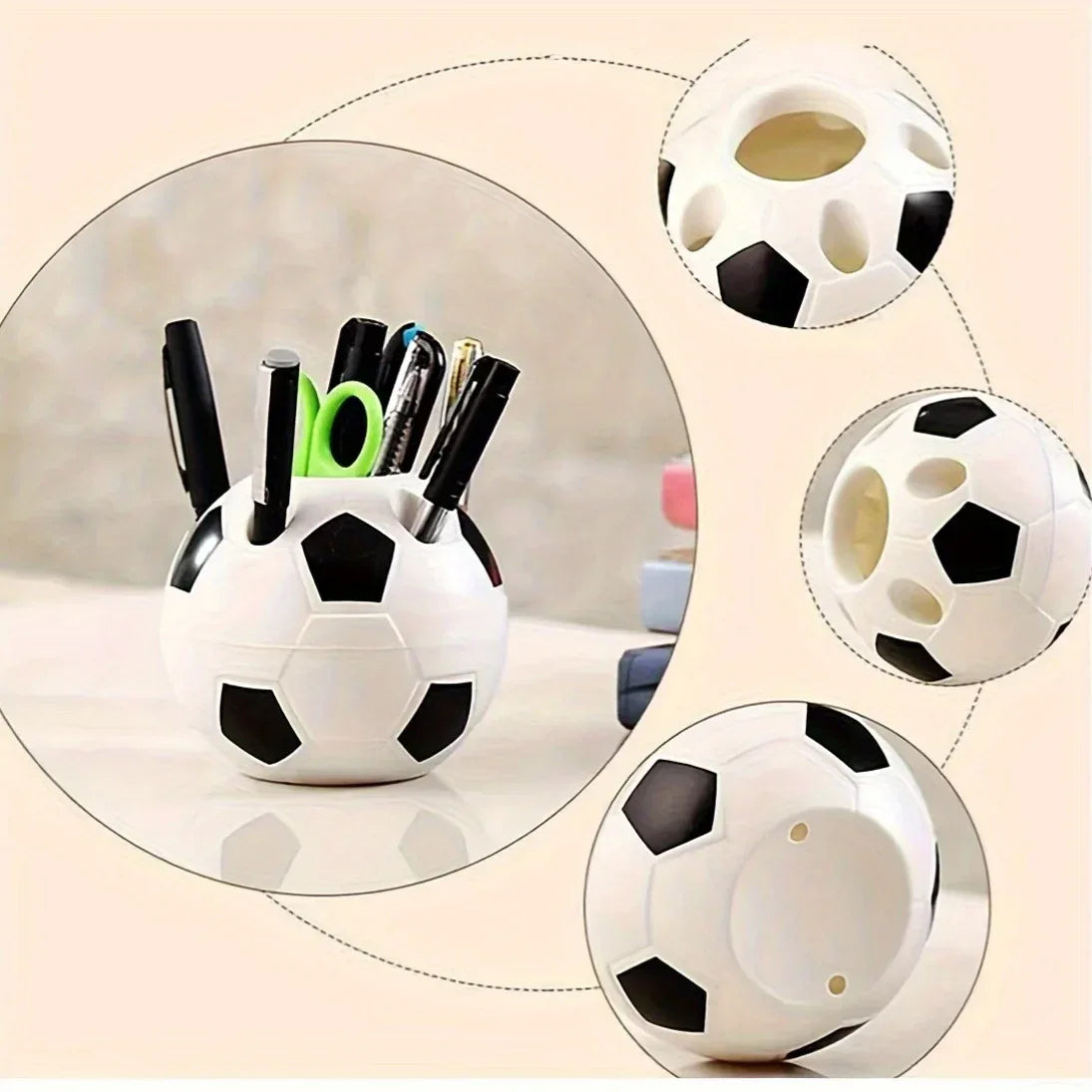 Cartoon Soccer Ball Pencil Holder – Multifunctional Desk Organizer