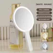 LED Lightening Hand Mirror – Portable Makeup Mirror with Bright Light (Random shape)